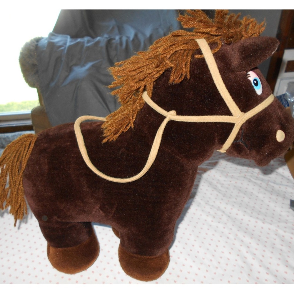 Realistic jrl TOYS Plush 15" Horse Brown BAY CHESTNUT Bridle REINS Stuffed Anima